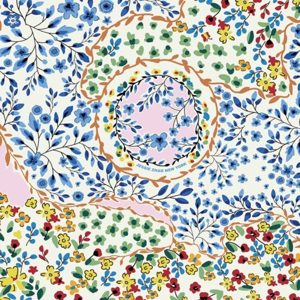 Jessie Zhao Silk Scarf of Yellow Garden NWT